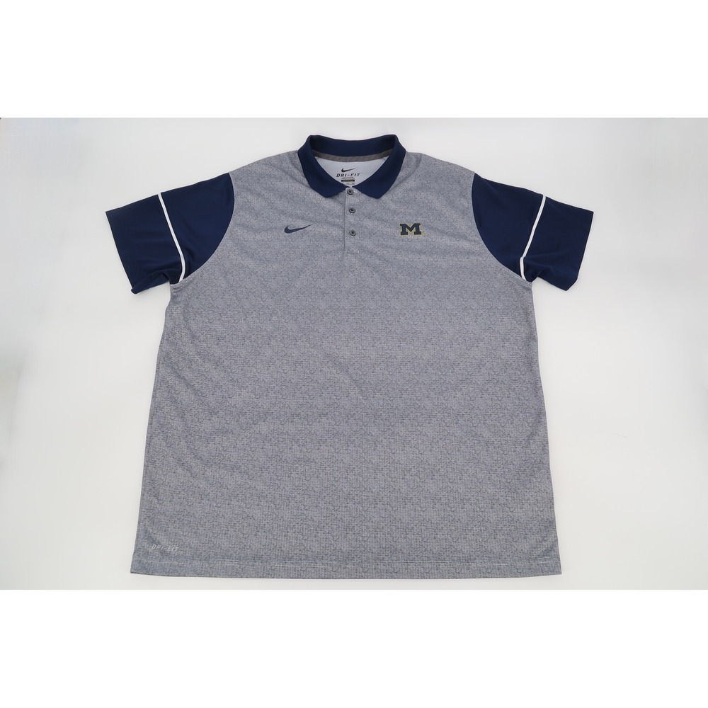 Michigan Wolverines Nike Polo Shirt Men XXL Gray Navy Dri-FIT 33496X-MC5